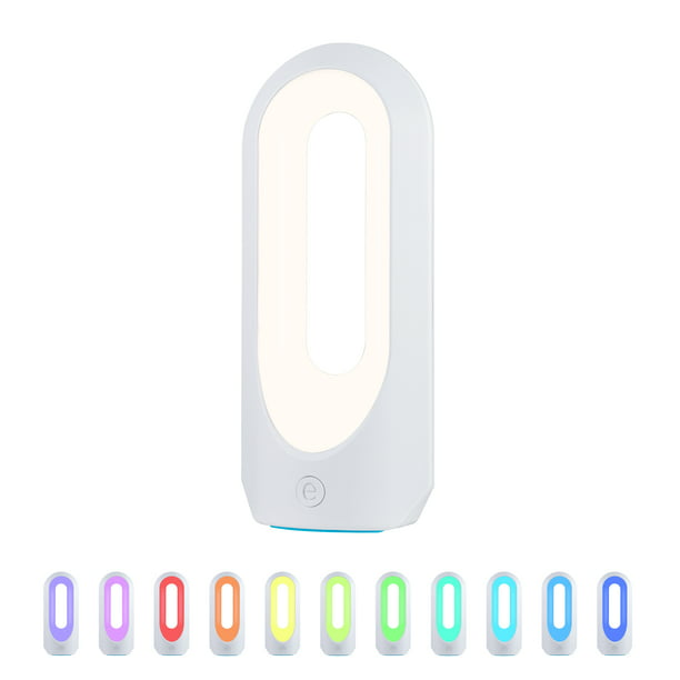 SleepLite Night Light Touch Sensor Dimmable White & Vibrant RGB Colors Office Sleep Friendly Silver 47410 Kids Room Nursery Battery Operated Ideal for Bedside Enbrighten LED Table Lamp 